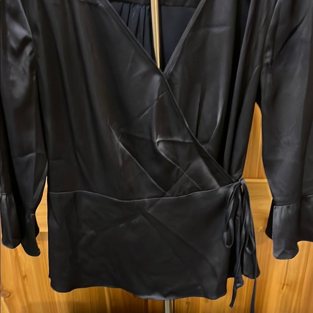 7th Avenue Design Studio by NY&Co Midnight Blue Wrap Blouse - Picture 3 of 9